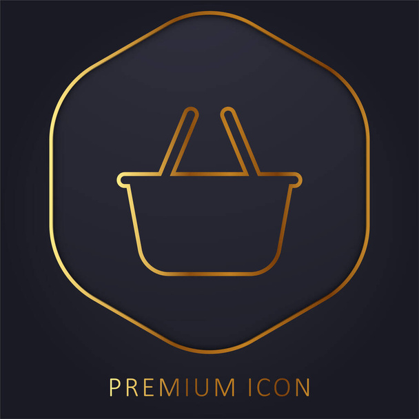 Panier ligne d'or logo premium ou icône - Vecteur, image