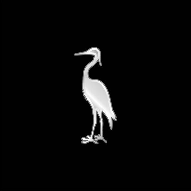 Grue oiseau Forme argent plaqué icône métallique - Vecteur, image