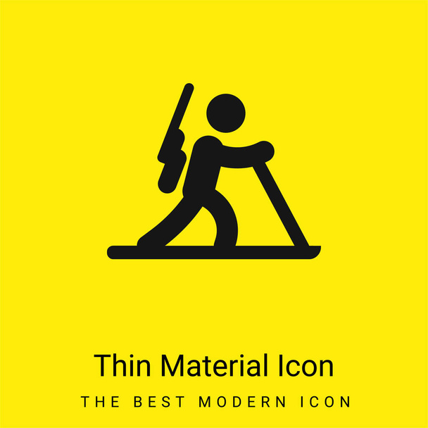 Biatlón mínimo icono de material amarillo brillante - Vector, Imagen
