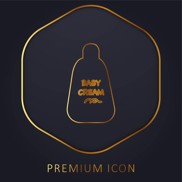 Baby Cream Bottle golden line premium logo or icon - Vector, Image