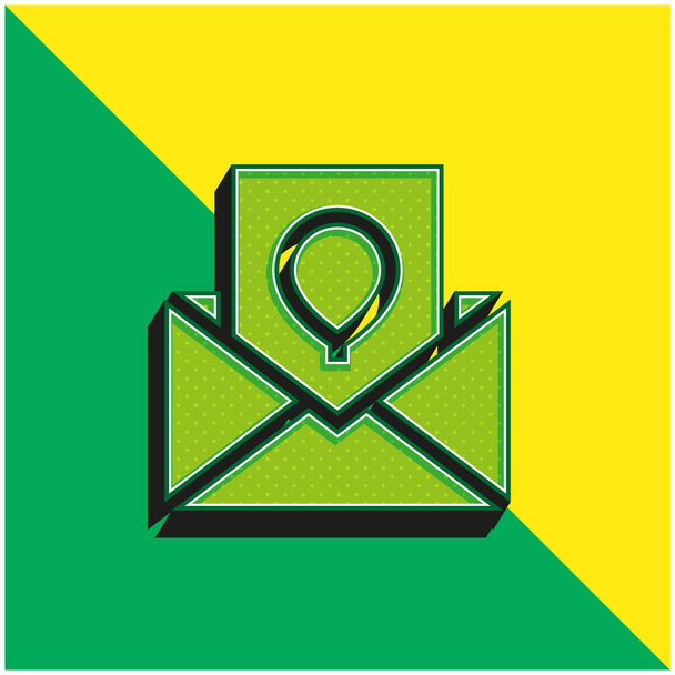 Зеленый и желтый современный 3d логотип векторной иконки - Вектор,изображение