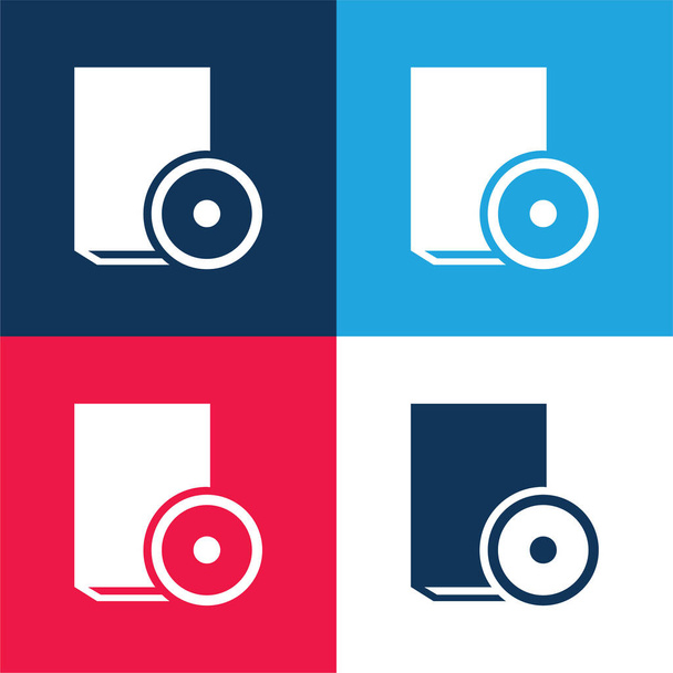 Book blue and red four color minimal icon set - Vector, Image