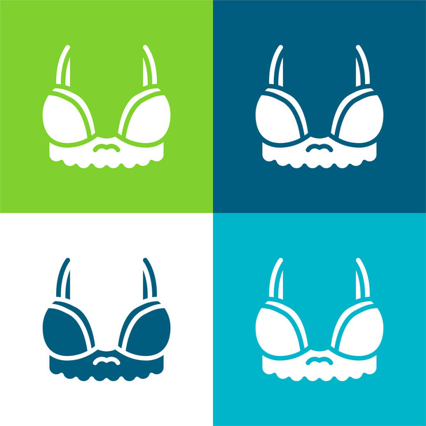 Brassiere Flat four color minimal icon set - Vector, Image