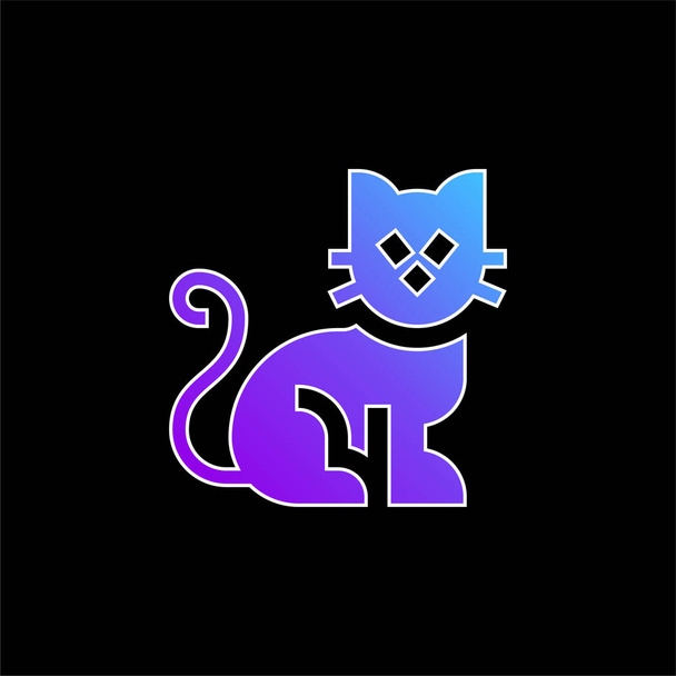 Fekete macska kék gradiens vektor ikon - Vektor, kép