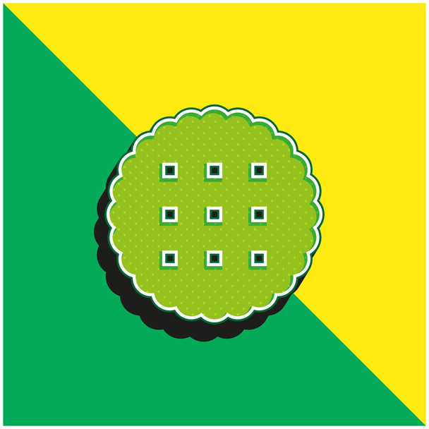 Biscoito Verde e amarelo moderno logotipo vetor 3d ícone - Vetor, Imagem
