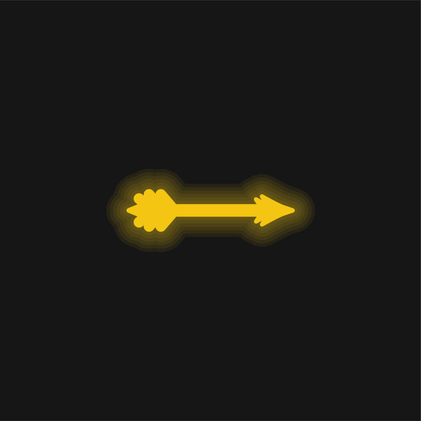 Sarı ok parlayan neon simgesi - Vektör, Görsel