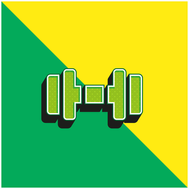 Barbell Verde e amarelo moderno logotipo vetor 3d ícone - Vetor, Imagem