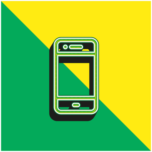 Büyük Telefon Yeşil ve Sarı Modern 3D vektör simgesi - Vektör, Görsel