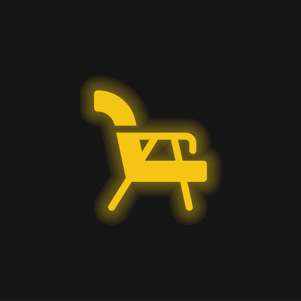 Nojatuoli keltainen hehkuva neon kuvake - Vektori, kuva