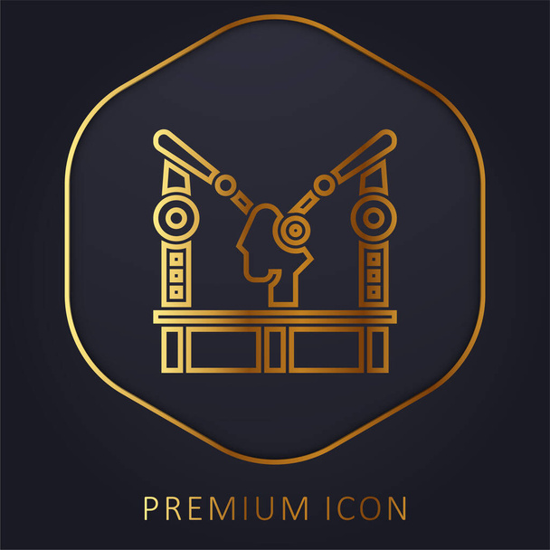 Máquina de ensamblaje logotipo premium de línea dorada o icono - Vector, Imagen