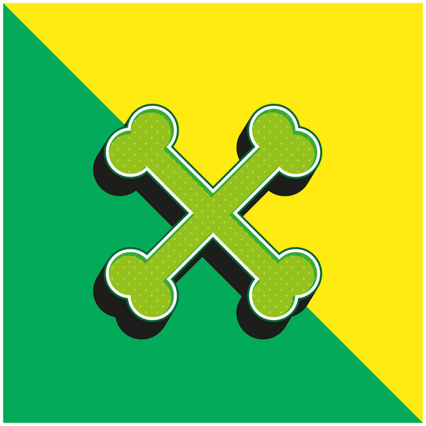 Bones Crossed Vihreä ja keltainen moderni 3d vektori kuvake logo - Vektori, kuva