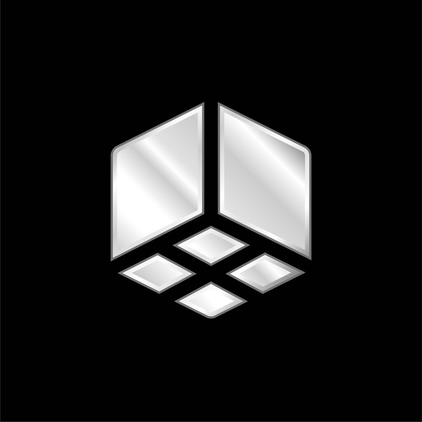 3D Cube posrebrzana metaliczna ikona - Wektor, obraz