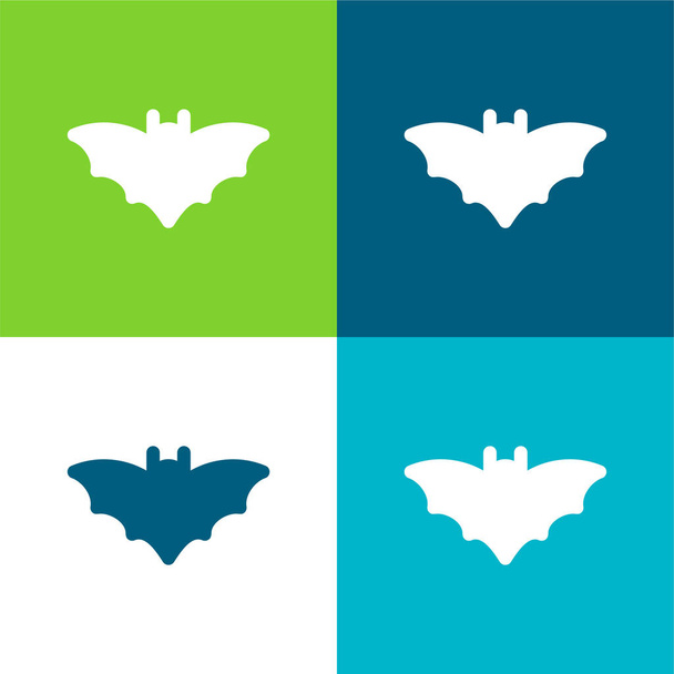 Bat Flat čtyři barvy minimální ikona nastavena - Vektor, obrázek