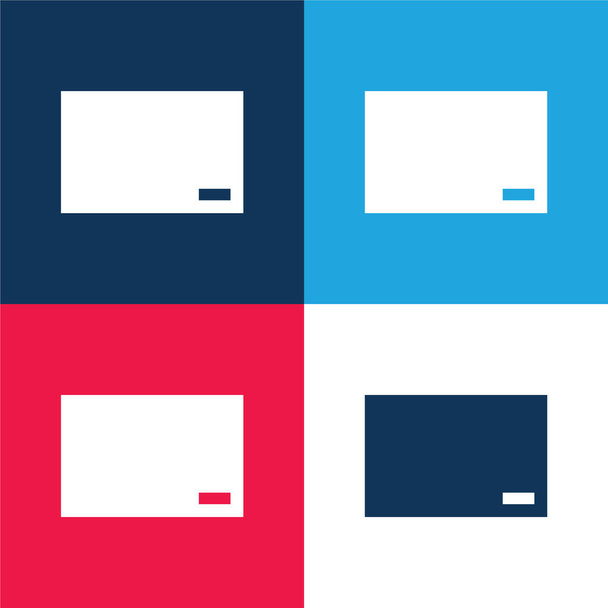Blackboard青と赤の4色の最小アイコンセット - ベクター画像
