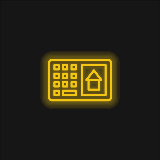 Alarma amarillo brillante icono de neón - Vector, imagen