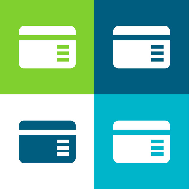 Bankovní karta Flat čtyři barvy minimální ikona nastavena - Vektor, obrázek