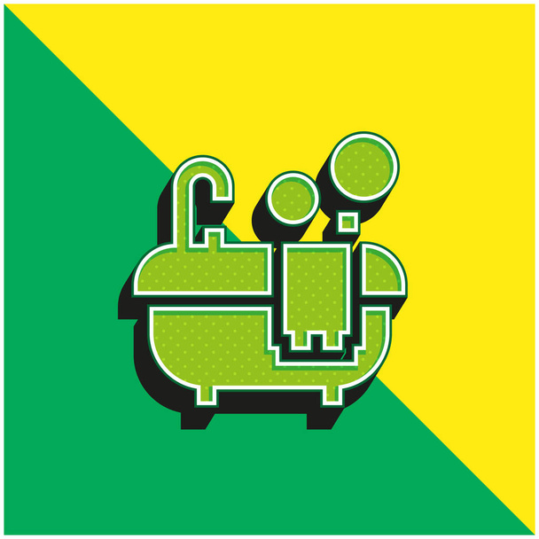 Küvet Yeşil ve sarı modern 3D vektör simgesi logosu - Vektör, Görsel