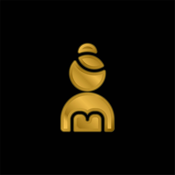 Ballerina gold plated metalic icon or logo vector - Vector, Image