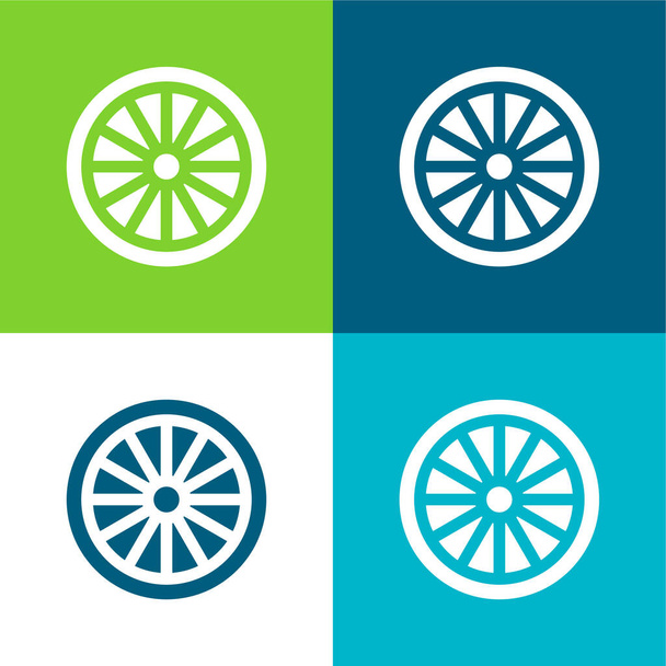 Ashoka Set di icone minime a quattro colori piatti - Vettoriali, immagini