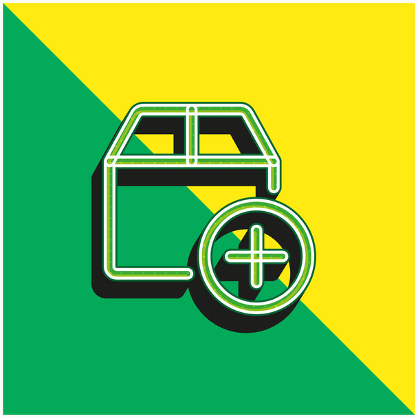 緑と黄色のモダンな3Dベクトルアイコンのロゴを追加 - ベクター画像