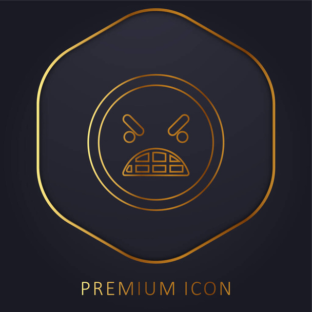 Anger Emoticon Square Face golden line premium logo or icon - Vector, Image