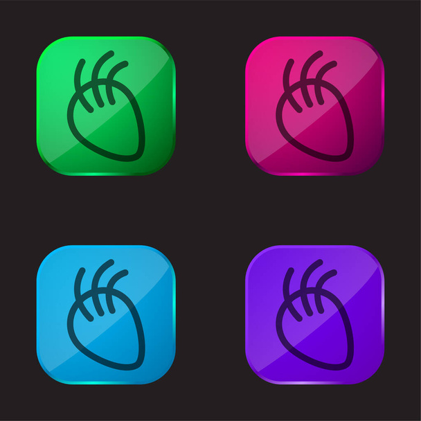 Body Part With Lines four color glass button icon - Vector, Image