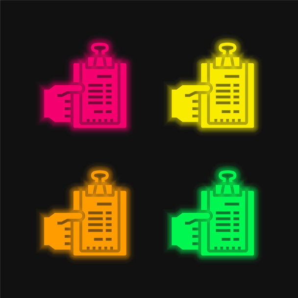 Billa čtyři barvy zářící neonový vektor ikona - Vektor, obrázek