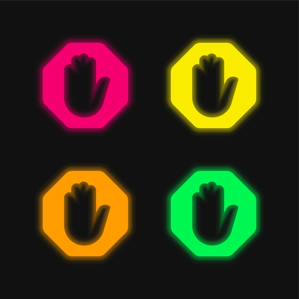 Ogłoszenie cztery kolor świecący neon wektor ikona - Wektor, obraz