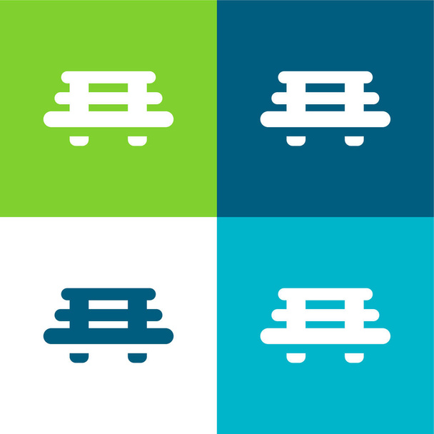 Bench Flat vier Farben minimales Symbol-Set - Vektor, Bild