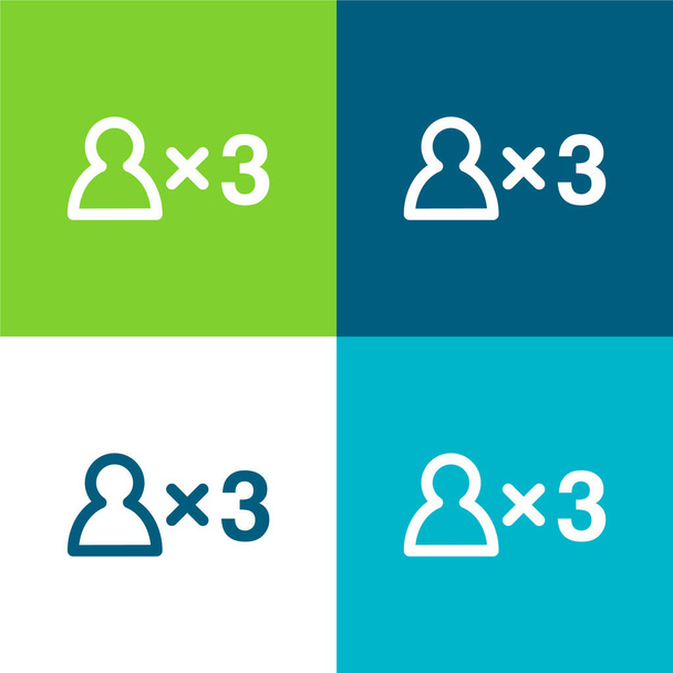 3 Personnes Signer Appartement quatre couleurs minimum icône ensemble - Vecteur, image