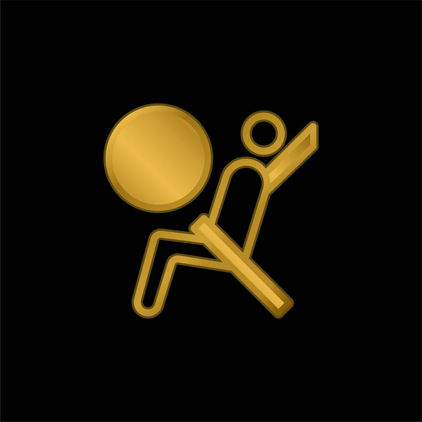 Подушка безопасности позолоченная металлическая икона или вектор логотипа - Вектор,изображение