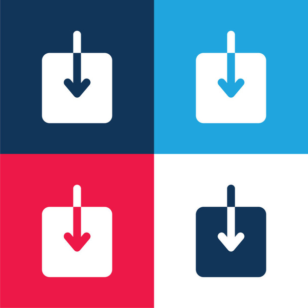 Символ стрілки для завантаження синього і червоного чотирьох кольорів мінімальний набір піктограм
 - Вектор, зображення