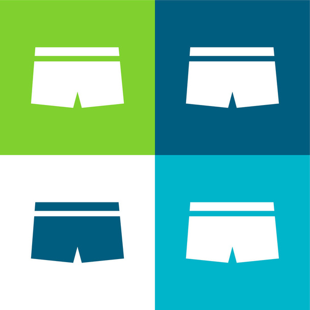 Boxer Flat set di icone minimali a quattro colori - Vettoriali, immagini