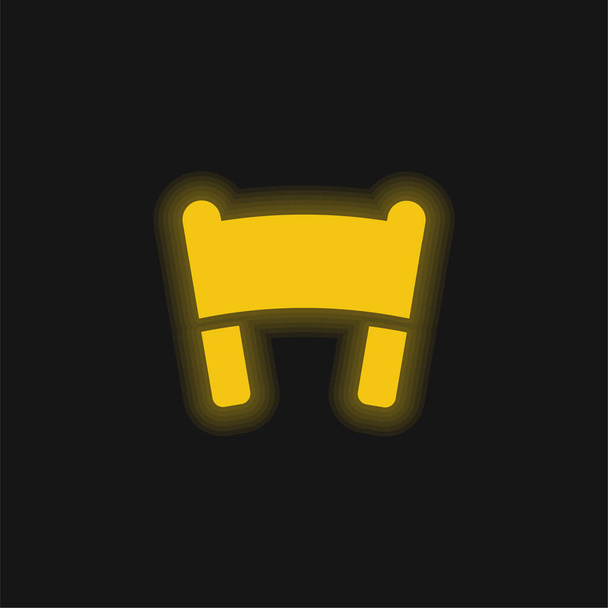 Banner geel gloeiende neon pictogram - Vector, afbeelding