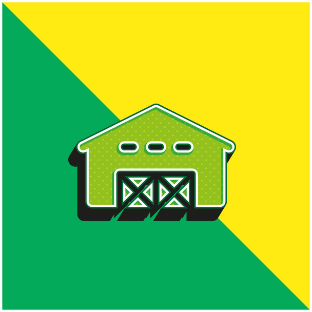 Barn Vihreä ja keltainen moderni 3d vektori kuvake logo - Vektori, kuva