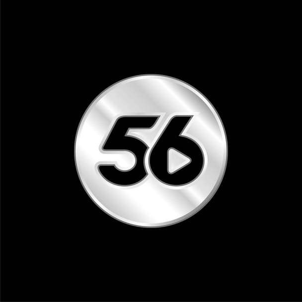56 Social Logo silver plated metallic icon - Vector, Image