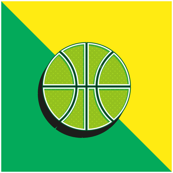 バスケットボールゲーム緑と黄色の現代的な3Dベクトルのアイコンのロゴ - ベクター画像