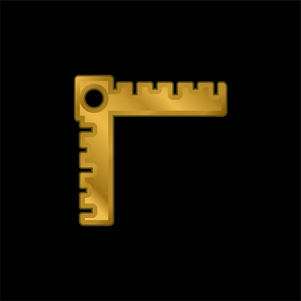Angolo righello oro placcato icona metallica o logo vettoriale - Vettoriali, immagini