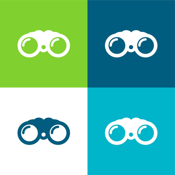 Nagy távcső Lapos négy szín minimális ikon készlet - Vektor, kép