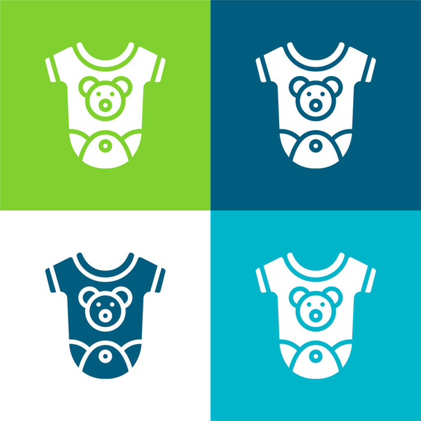 Детская одежда Плоская четырехцветная минимальная иконка - Вектор,изображение