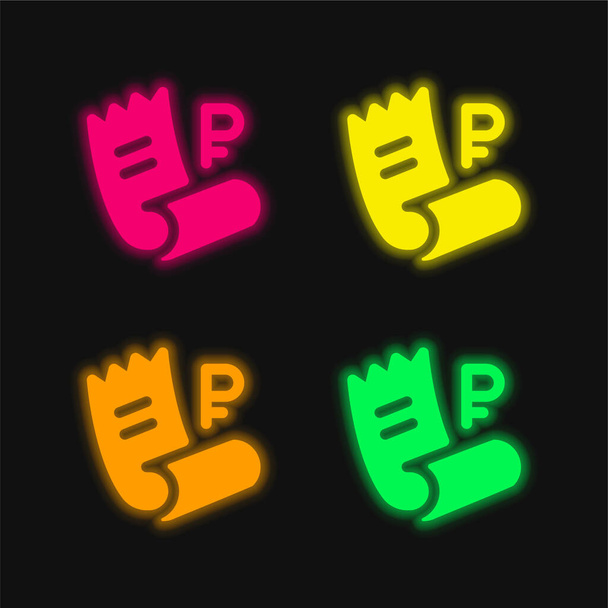 Bill vier kleur gloeiende neon vector pictogram - Vector, afbeelding