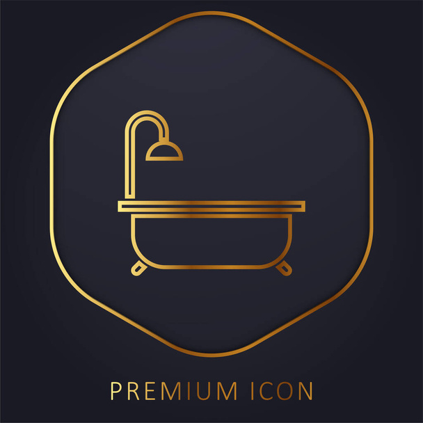 Bañera línea dorada logotipo premium o icono - Vector, Imagen