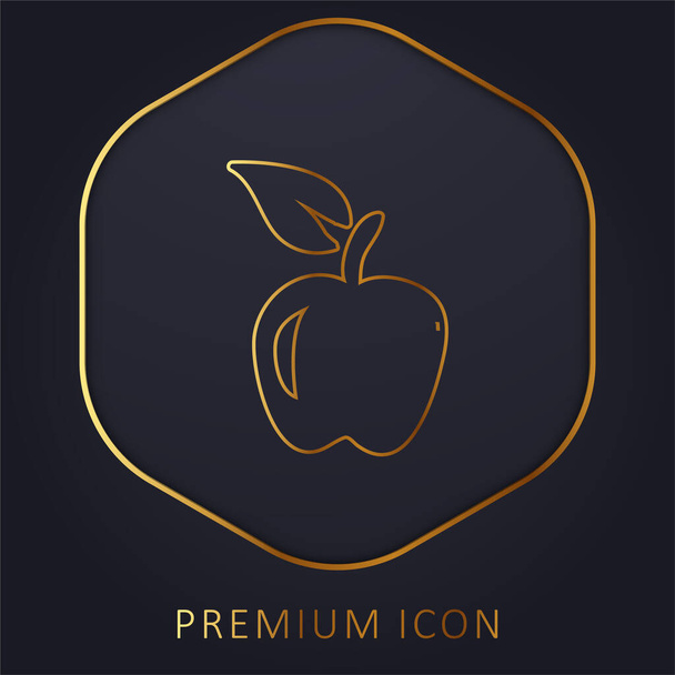 Apple ręcznie rysowane owoce złotej linii logo premium lub ikona - Wektor, obraz
