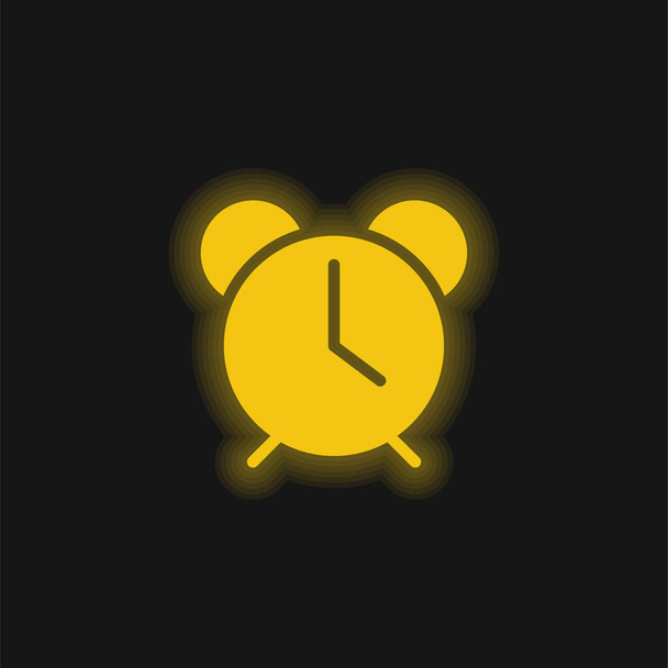 Wecker gelb leuchtendes Neon-Symbol - Vektor, Bild