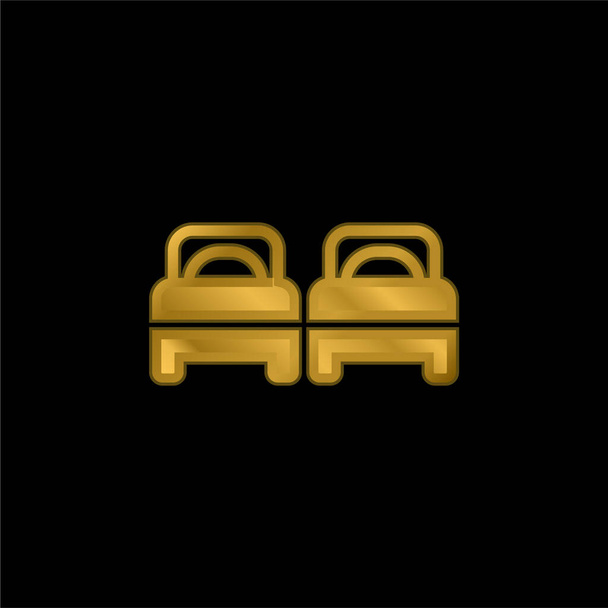 Camas chapado en oro icono metálico o logo vector - Vector, imagen