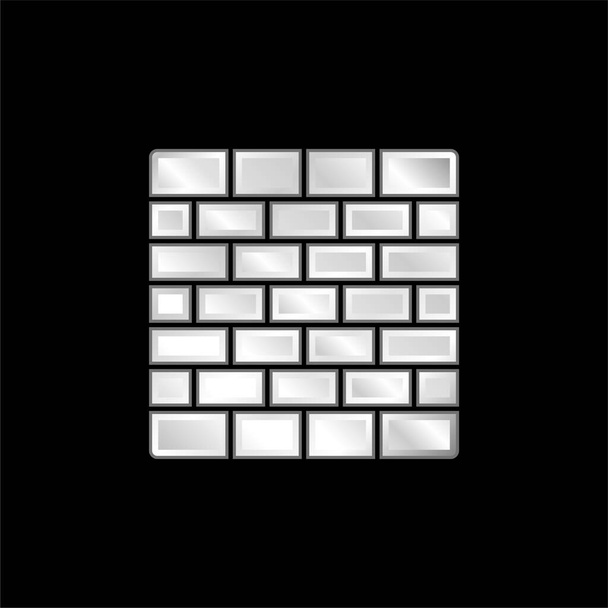 Brick Wall silver plated metallic icon - Vector, Image