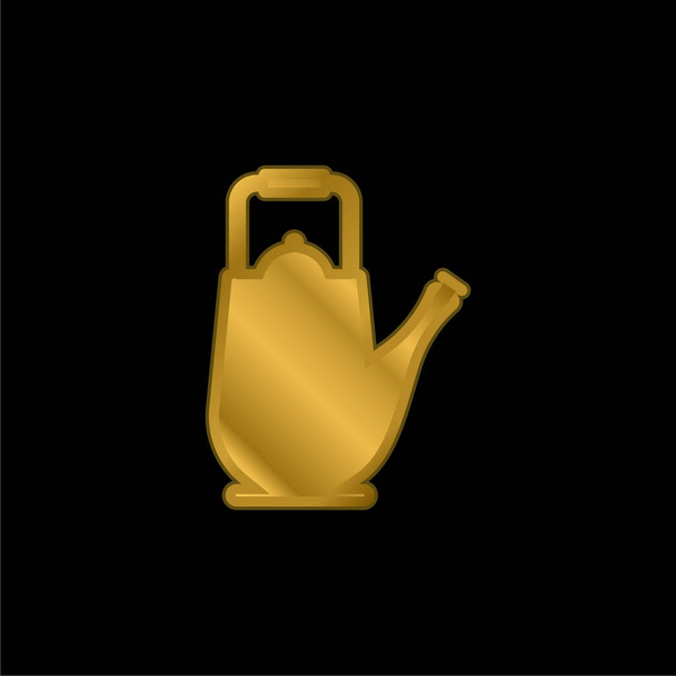 Big Teapot gold plated metalic icon or logo vector - Vector, Image
