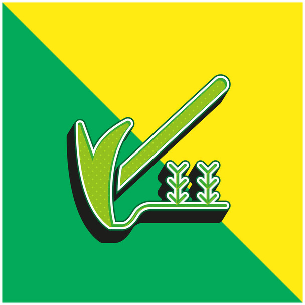 Сельское хозяйство Зеленый и желтый современный 3D логотип векторной иконки - Вектор,изображение