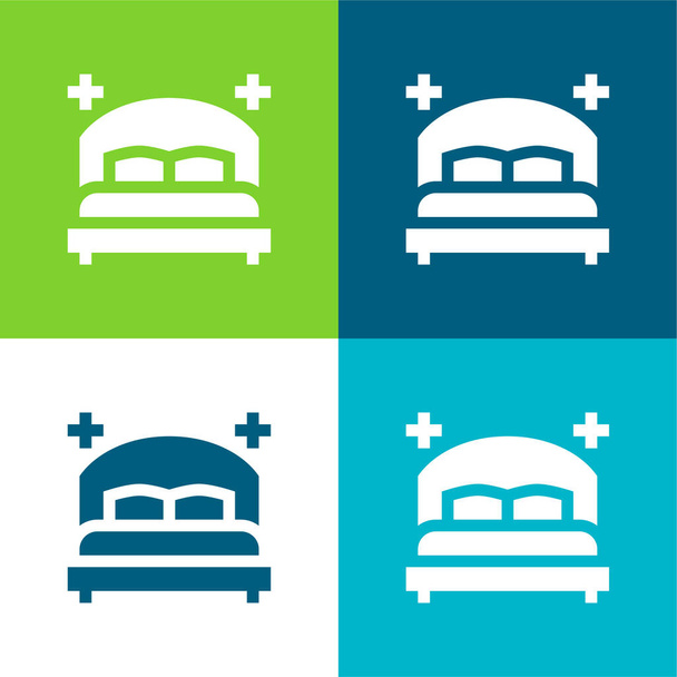 Bedroom Flat four color minimal icon set - Vector, Image