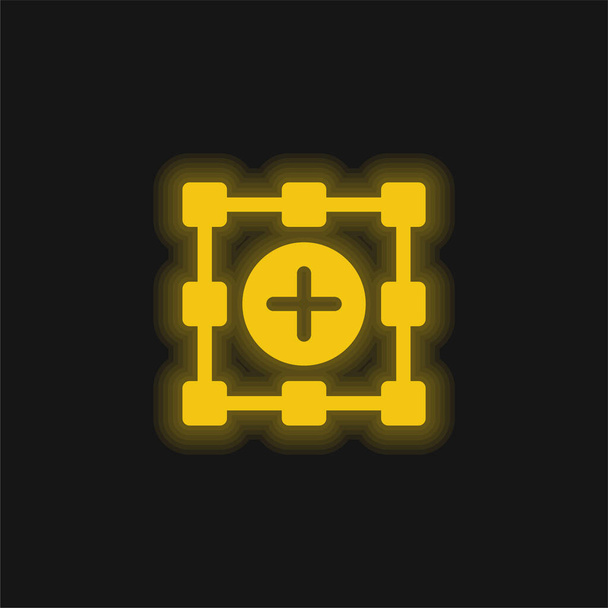 Auswahl gelb leuchtendes Neon-Symbol hinzufügen - Vektor, Bild